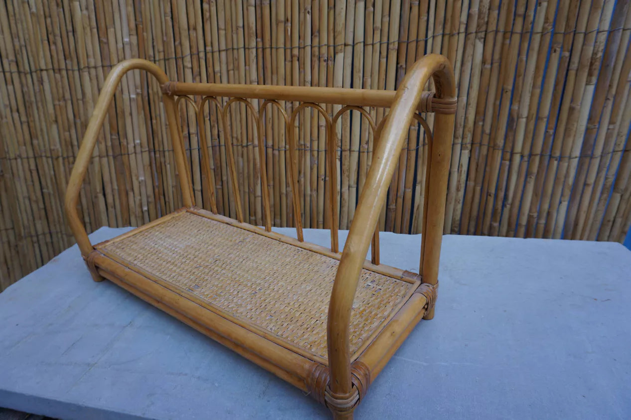 Etagére à poser vintage en rotin