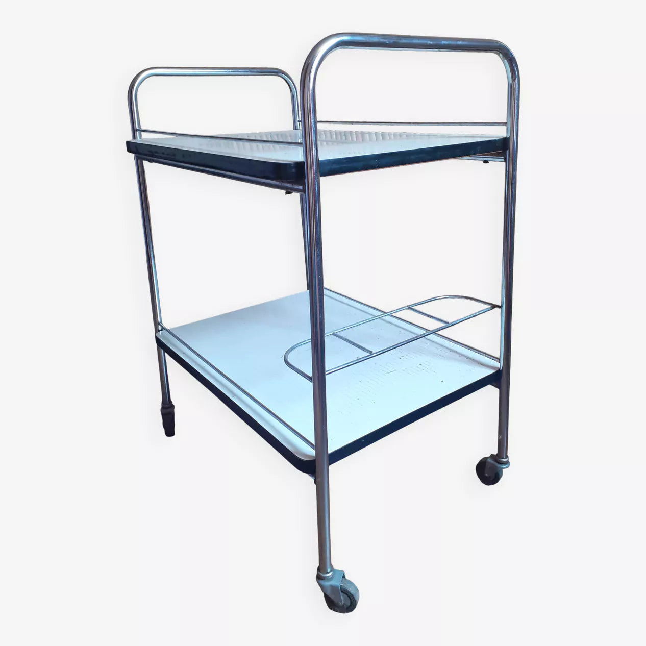 Desserte vintage en métal chromé