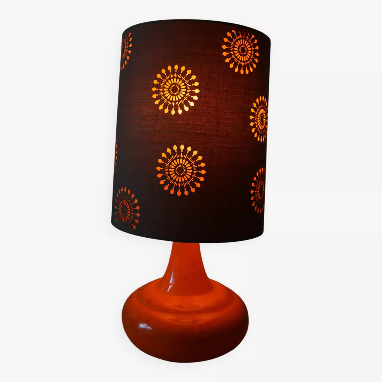 Lampe en ceramique orange années 70