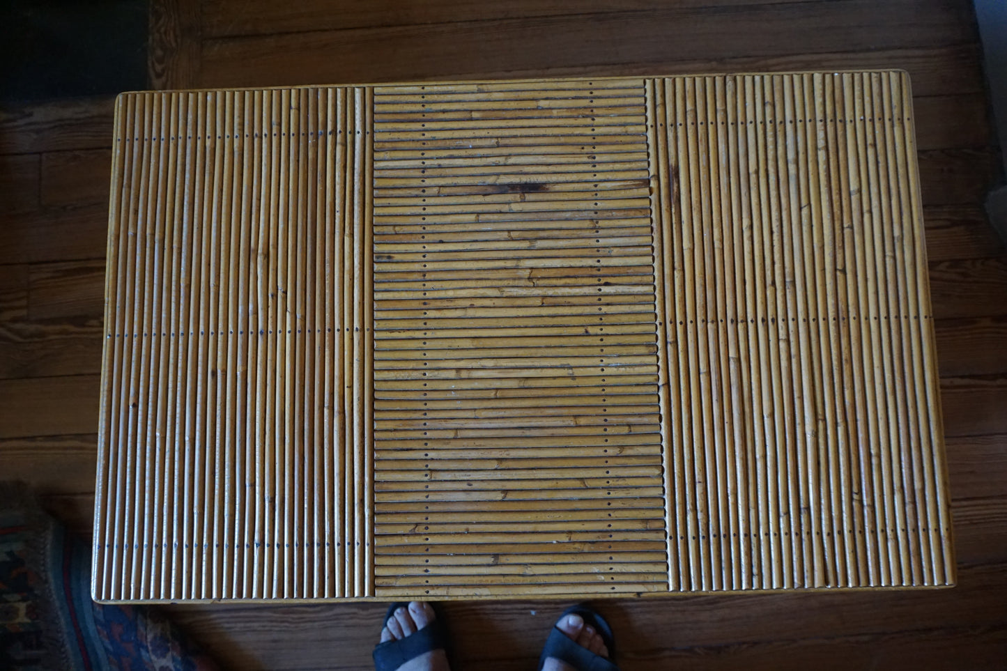 Table basse en rotin, années 60-70