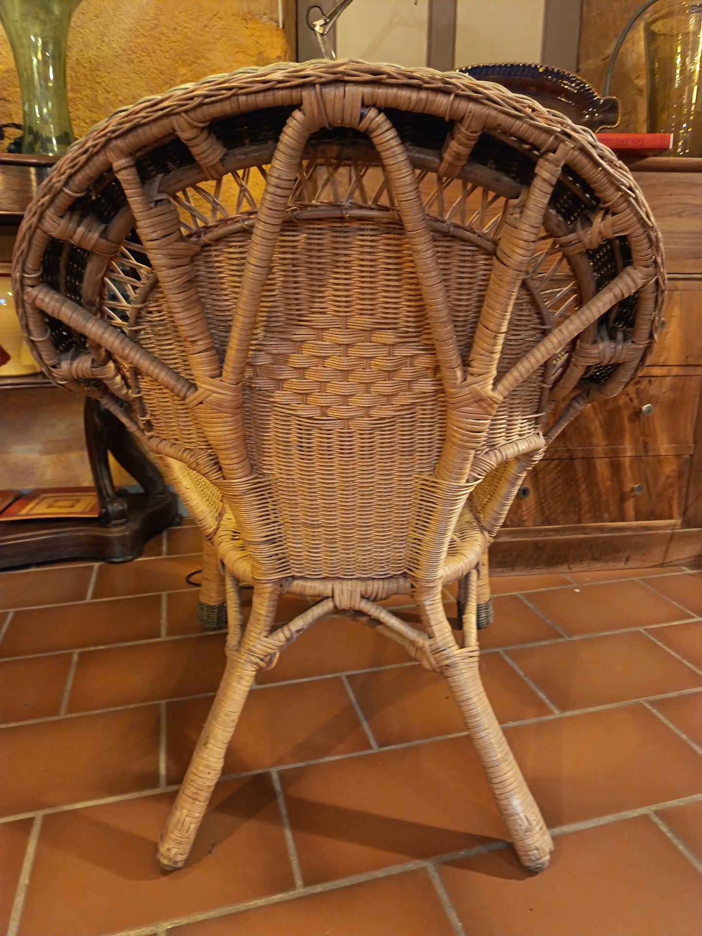 Fauteuil et ottomane en osier - années 20