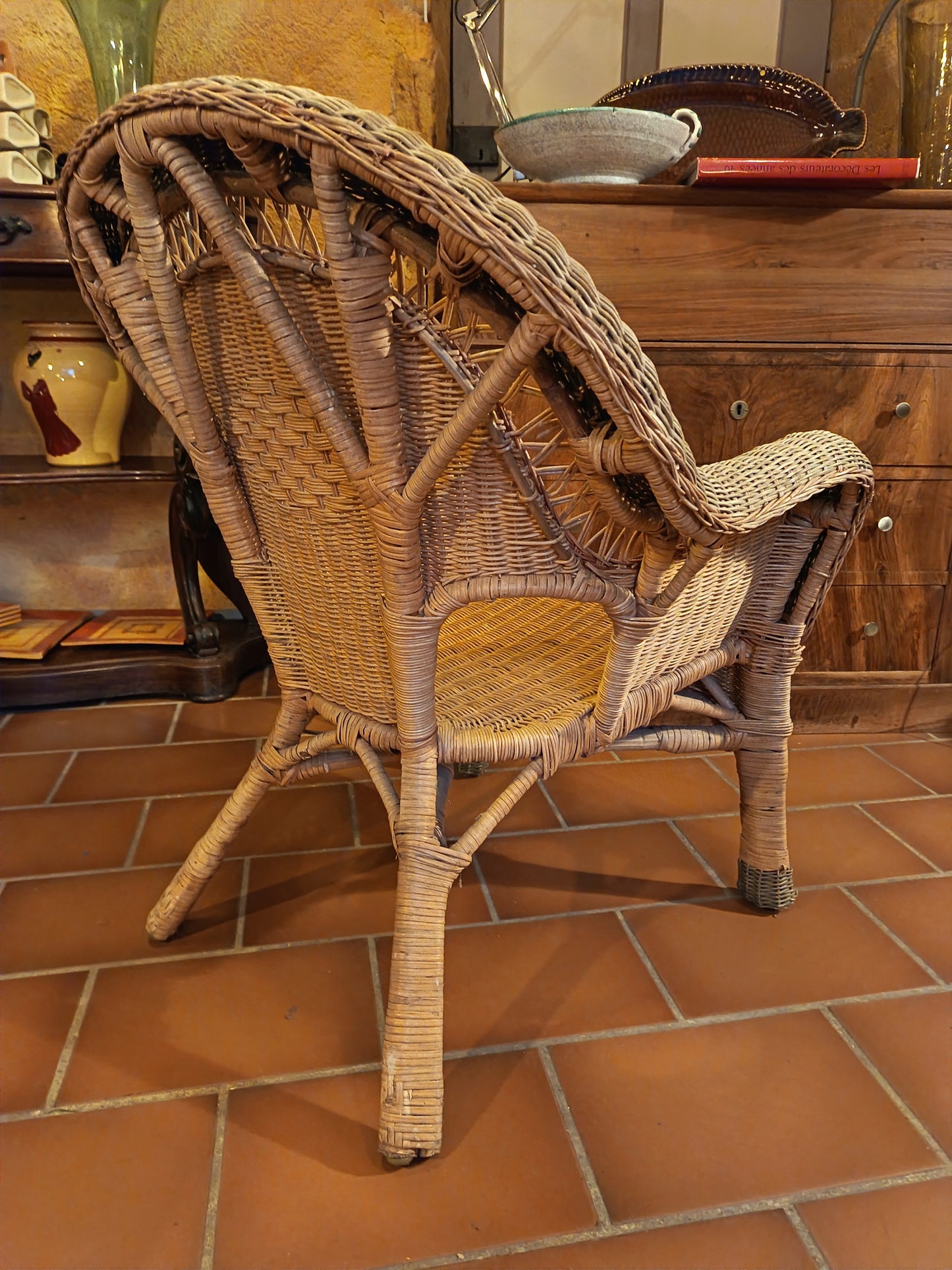 Fauteuil et ottomane en osier - années 20