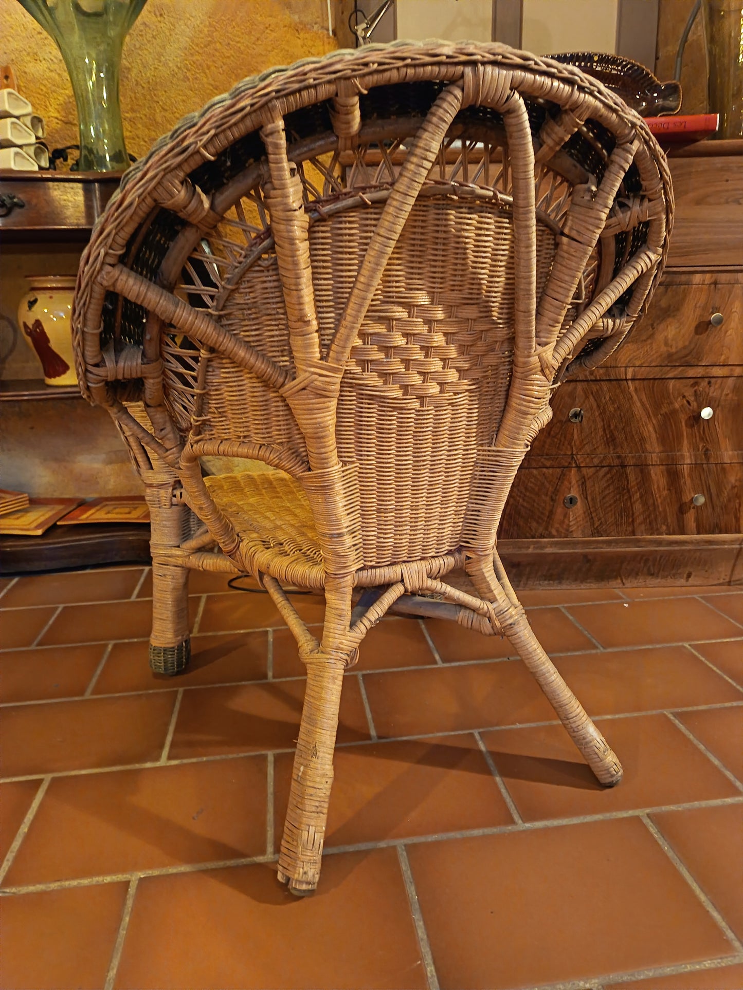 Fauteuil et ottomane en osier - années 20