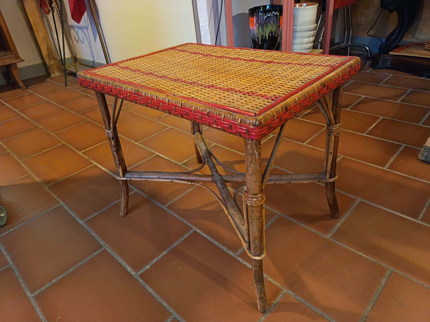 Table basse en osier - années 50