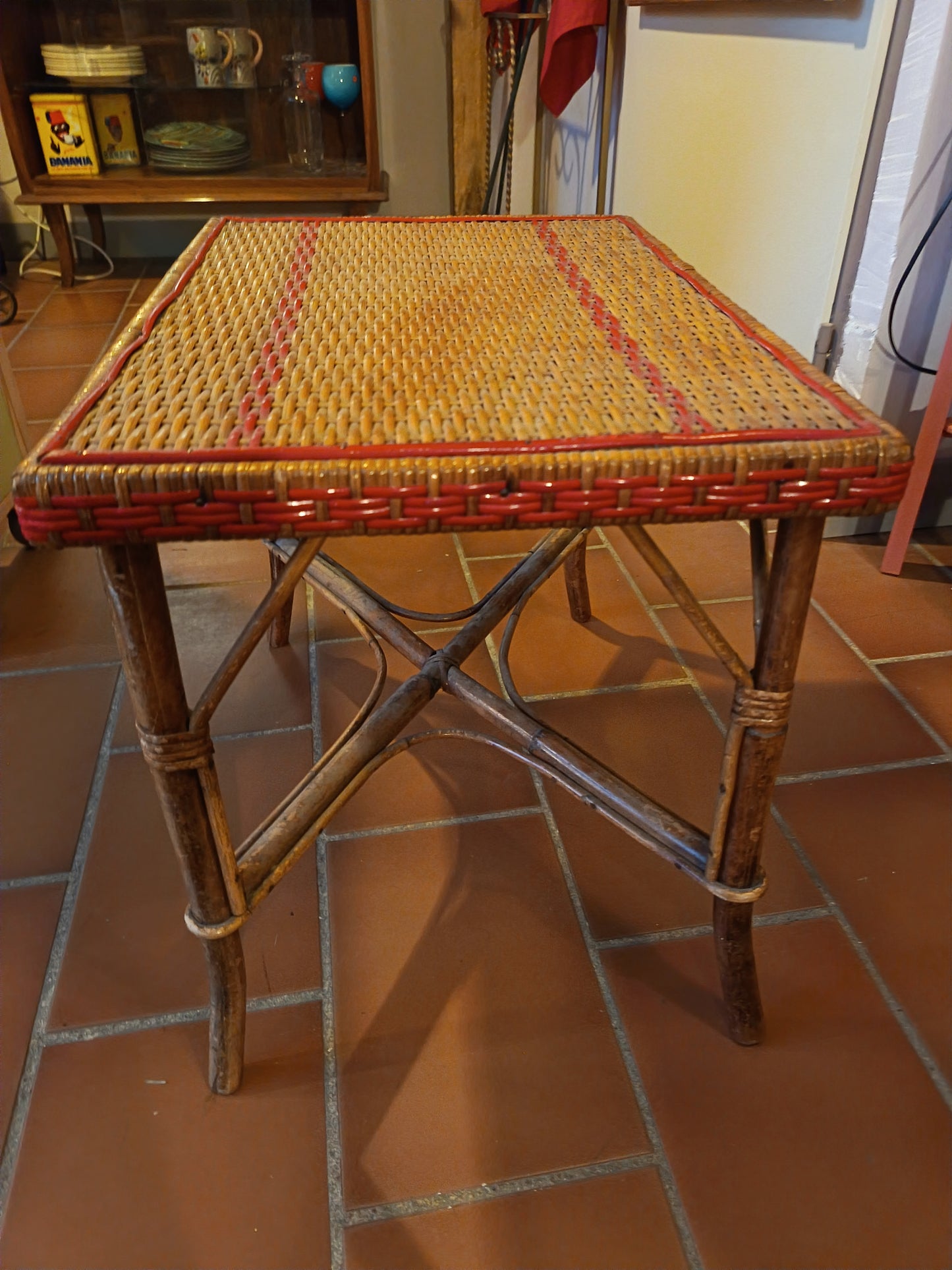 Table basse en osier - années 50