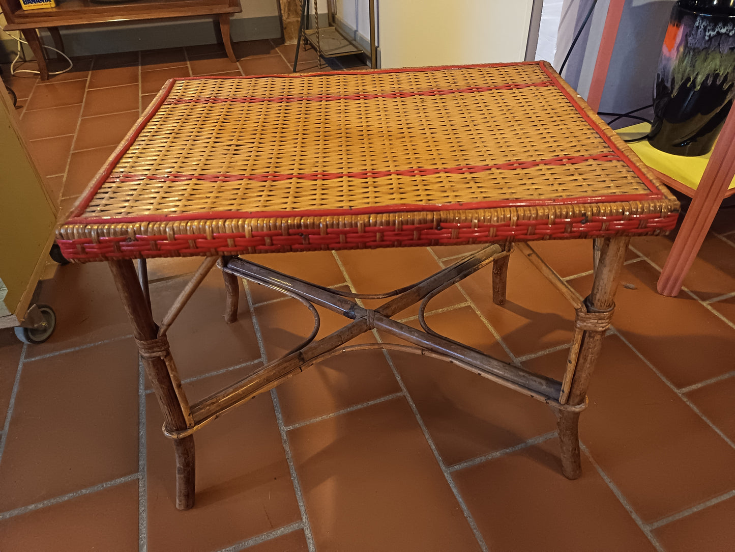 Table basse en osier - années 50