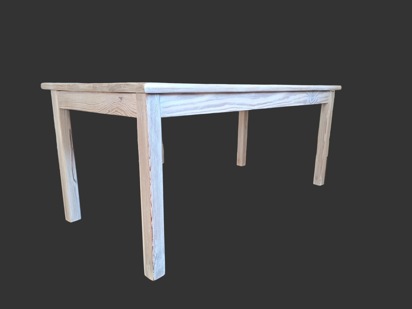Table basse en bois de pin cérusé - années 80
