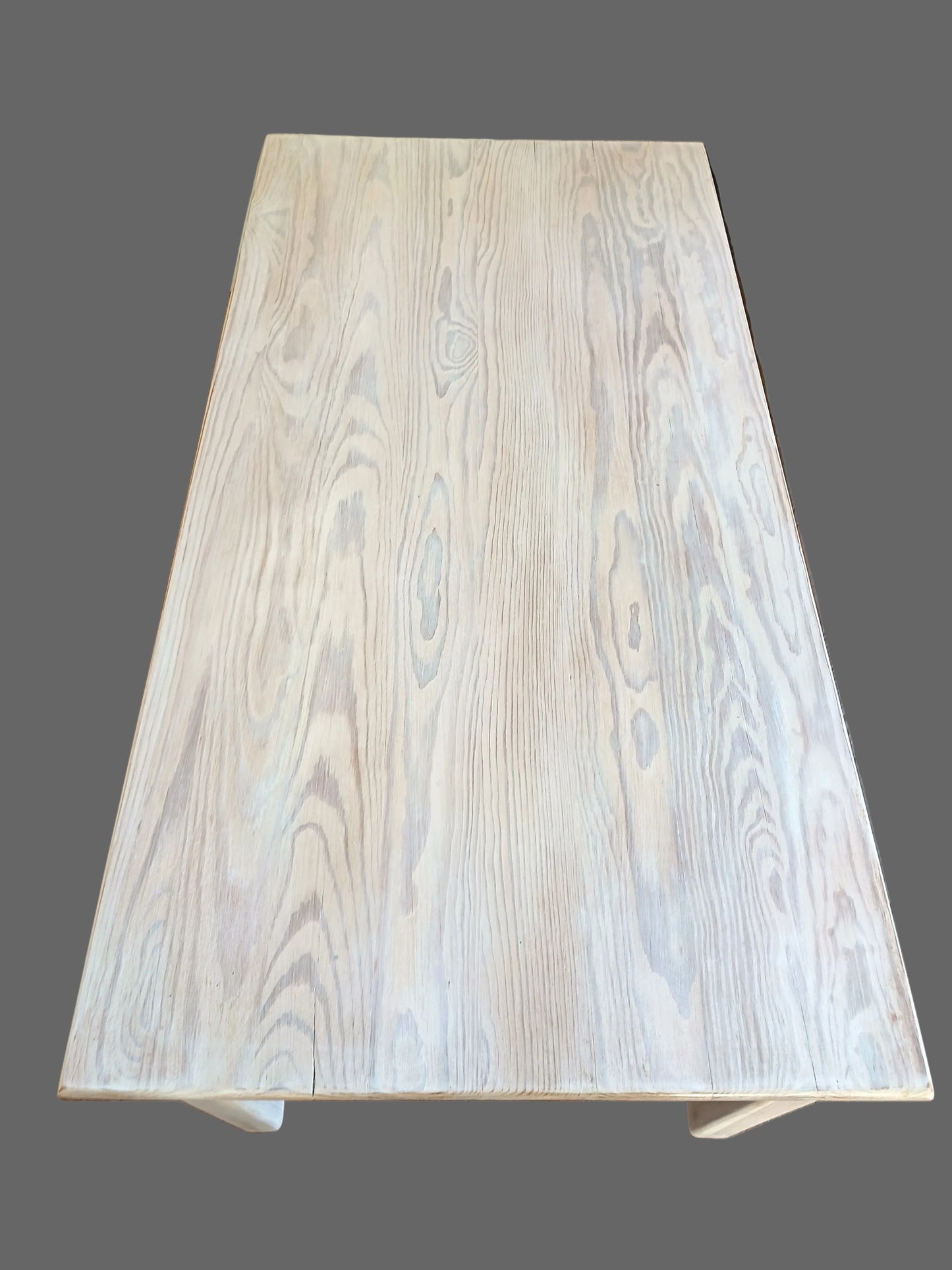 Table basse en bois de pin cérusé - années 80