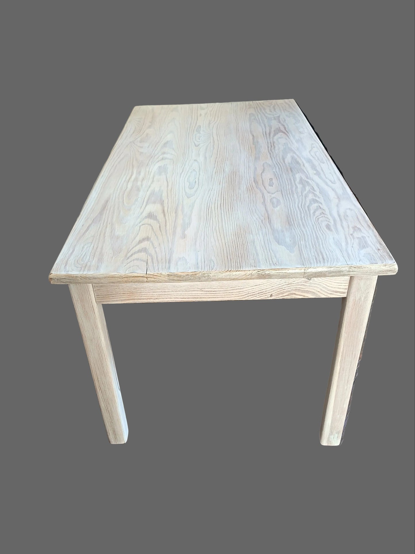 Table basse en bois de pin cérusé - années 80