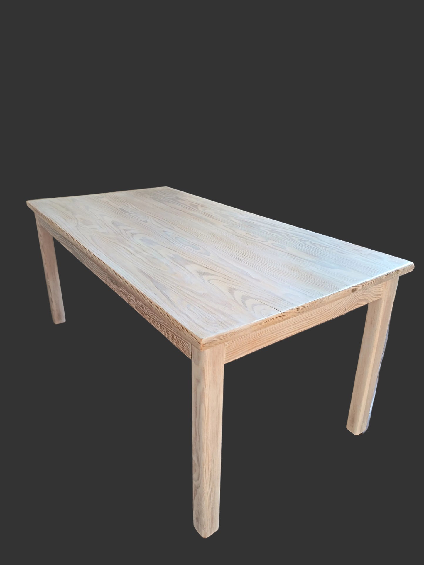 Table basse en bois de pin cérusé - années 80