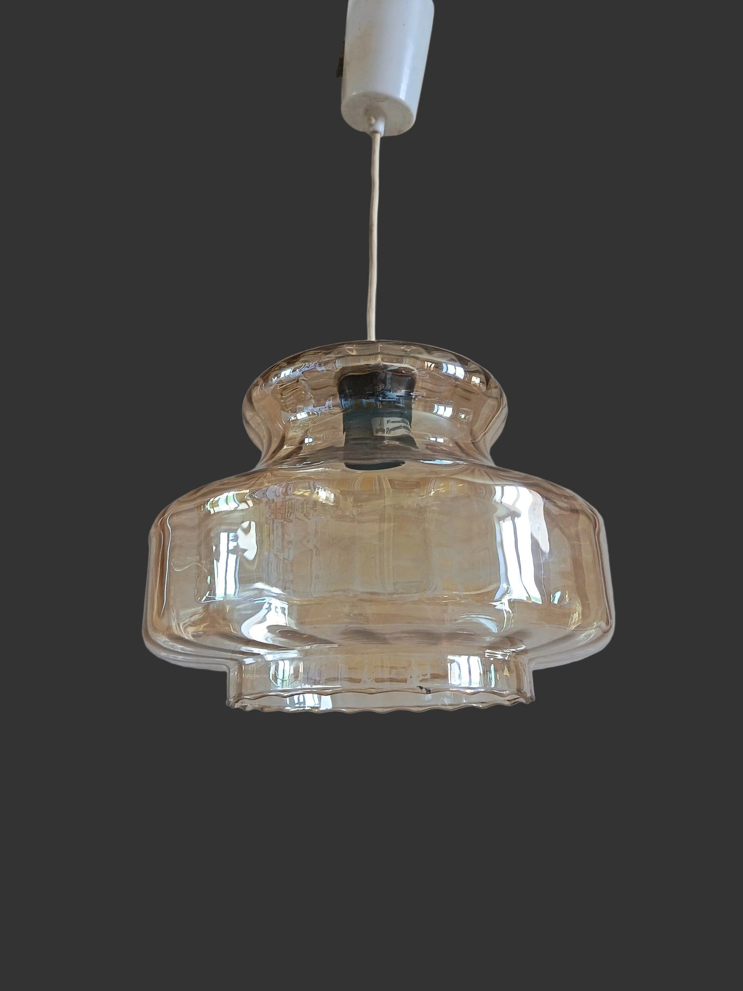 Suspension en verre fumé - années 70