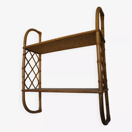 Etagère murale en rotin, années 70