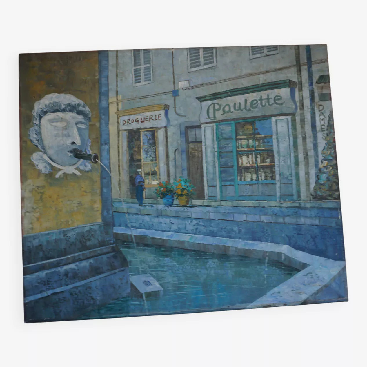 Huile sur toile rue du village de Cotignac (Provence)