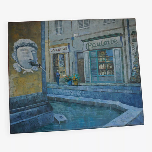 Huile sur toile rue du village de Cotignac (Provence)